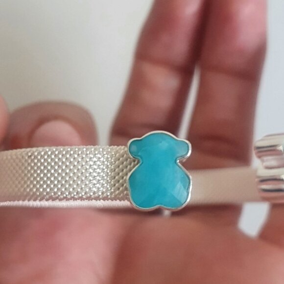 Tous Silver Mesh Color Cuff Bracelet with Amazonite - Picture 6 of 8